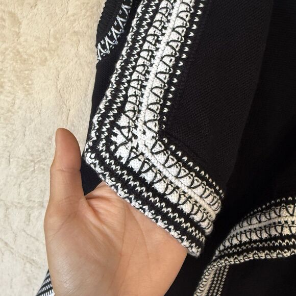 VINCE Sweater Long Vest Textured 100% Cotton NWT Size M Black White $395 - Picture 10 of 12